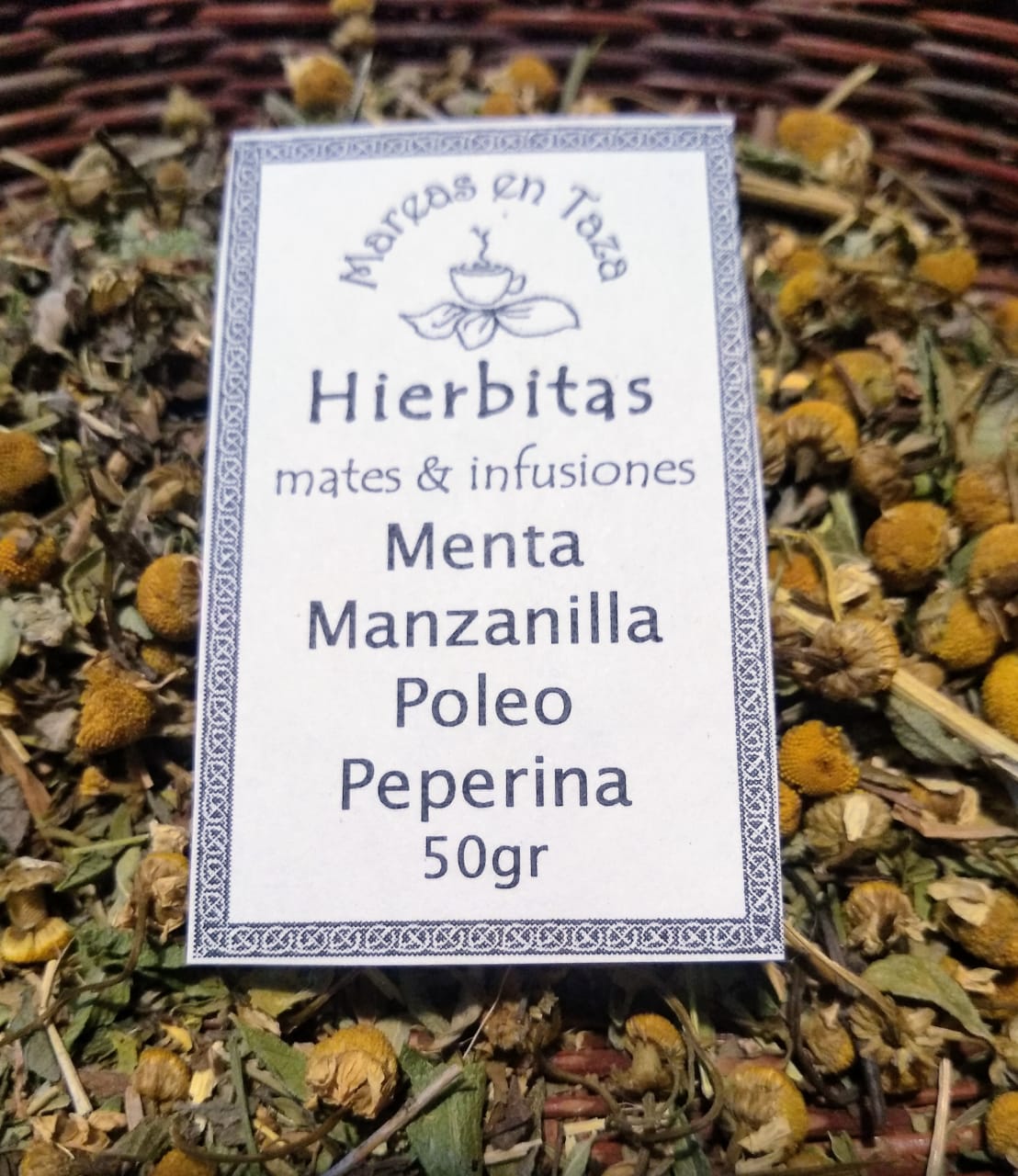 Imagen ilustrativa de Hierbas:Menta,Manzanilla,Poleo,Peperina 50grs "Mareas en taza"